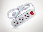 5 mt Kablolu Anahtarlı 3 lü Topraklı Grup Priz - 1
