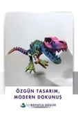 Sevimli İskelet Trex - Hareketli Organik Oyuncak - 3D Baskı - Dinazor çok renkli 30cm boyunda - 1