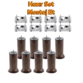 Mobilya Kanepe Baza Koltuk Destek Ayağı M8 Civata 12 cm Kahverengi (8'li SET) Ayak+Bağlantı Aparatı thumbnail 3