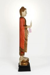 Aydınlı Ahşap El Yapımı Huzuru Her Yerde Bulabileceğinizi Simgeleyen Duruşu Buda Heykeli Biblo 140 Cm - 2