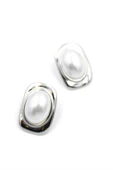 İnci Oval Küpe - Gümüş - 2