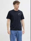 JACK JONES Erkek Yazı Baskılı Bisiklet Yaka Tişört 12269314 thumbnail 2