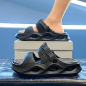 Erkek Plaj Terliği Sandalet - EVA - Kalın Taban (Siyah - Gri) thumbnail 1