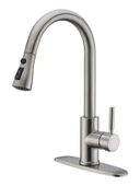 Spiralli Eviye Bataryası Inox Lavabo Mutfak Musluğu Aşağı Çekilebilir Püskürtmeli Paslanmaz Çelik - 9