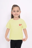 Toontoy Kız Çocuk  Yakası Çilek Baskılı Tişört - 6