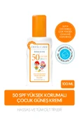 SPF 50 Çocuk Güneş Kremi Suya Dayanıklı Yağsız Görünüm Yüksek UVA/UVB Koruyucu (100 ml) - 1