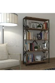 Morpanya Ural 5 Raflı Geniş Metal Kitaplık Dosya Kitap Rafı Ofis Salon Metal Raf 90x180 Siyah Ceviz - 5