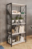Morpanya Serra Metal Kitaplık 5 Raflı Çok Amaçlı Dosya Kitap Rafı Ofis Salon Mutfak Raf 150 Cm - 3