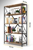 Morpanya Ural 5 Raflı Geniş Metal Kitaplık Dosya Kitap Rafı Ofis Salon Metal Raf 90x180 Siyah Ceviz - 3