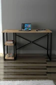 Morpanya Çalışma Masası Metal Laptop Bilgisayar Masası Çalışma Ofis Masası 2 Raflı Atlantik Çam - 2