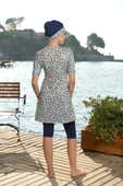 Estiva 25834 Dijital Desenli Kısa Kol Yarı Kapalı Mayo - 8