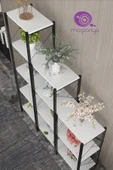 Morpanya Arvera Merdiven Metal Çiçeklik Saksılık 3 Bölmeli Bahçe Balkon Çiçeklik Rafı Malzeme Dolabı - 3