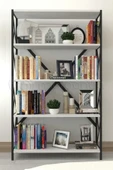 Morpanya Ural 5 Raflı Geniş Metal Kitaplık Dosya Kitap Rafı Ofis Salon Metal Raf 90x180 Siyah Beyaz - 1