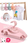 Morpanya Sweet 24 Adet Pembe Bebek Elbise Askısı Fiyonklu Bebek Çocuk Kıyafet Askısı Çocuk Elbise Askısı - 1