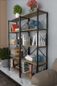 Morpanya Blue Metal Kitaplık 5 Raflı Çok Amaçlı Dosya Kitap Rafı Ofis Salon Raf 150 Cm - 1