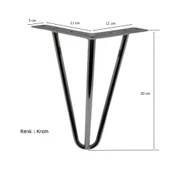 4 Adet Çubuk Ayak Metal 20 cm Krom Mobilya Koltuk Ayağı - 3