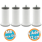 Mobilya Metal Yatak Kanepe Baza Koltuk Orta Destek Ayağı M8 Civata Beyaz Metal Ayak 12 Cm 4 Adet thumbnail 2