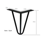 4 Adet Çubuk Ayak Metal 15 cm Siyah Mobilya Koltuk Ayağı thumbnail 3