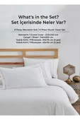300 Tc King Pamuk Saten Nervürlü Nevresim Takımı Battal Çift Kişilik 6 Parça Krem Kırık Beyaz Stella - 4