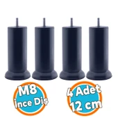 Mobilya Kanepe Yatak Baza Koltuk Destek Ayağı M8 Civata Metal İnce Diş Ayak 15 cm Antrasit 4 Adet thumbnail 1