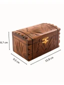 Ceviz Ahşap El Oyması Orta Boy Maraş Sandık Motifli Mücevher Takı Kutusu Kadife Kaplı 14 cm thumbnail 5