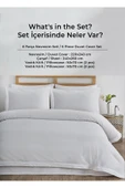 300 Tc King Pamuk Saten Nervürlü Nevresim Takımı Battal Çift Kişilik 6 Parça Krem Kırık Beyaz Stella - 4