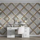 3 Boyutlu Beyaz Geometrik Kabartma Görünümlü Duvar Kağıdı thumbnail 3