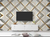3 Boyutlu Beyaz Geometrik Kabartma Görünümlü Duvar Kağıdı thumbnail 4