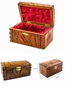 Ceviz Ahşap El Oyması Orta Boy Maraş Sandık Motifli Mücevher Takı Kutusu Kadife Kaplı 14 cm thumbnail 1