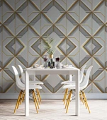 3 Boyutlu Beyaz Geometrik Kabartma Görünümlü Duvar Kağıdı thumbnail 5