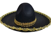 Altın Renk Şeritli Meksika Mariachi Latin Şapkası 55 cm Çocuk - 1