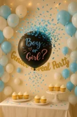 Doğa Parti Evi Cinsiyet Belirleme 18 Inc Konfetili Mavi Balon 1 Adet - 1