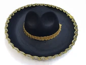 Altın Renk Şeritli Meksika Mariachi Latin Şapkası 55 cm Çocuk - 2