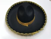Altın Renk Şeritli Meksika Mariachi Latin Şapkası 55 cm Çocuk - 4