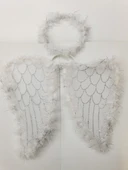 Beyaz Otrişli Dantel Tüllü Peri Kanadı ve Peri Tacı Seti 45x40 cm - 4