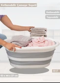2'li Banyo Seti BPA Free 80 Litre Çamaşır Sepeti Katlanır Sele - 7