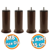 Mobilya Metal Yatak Kanepe Baza Koltuk Orta Destek Ayağı M8 Civata Kahverengi Metal Ayak 15 Cm 4 Adet thumbnail 1