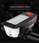 Dağ Bisiklet Kornası Su Geçirmez Güneş Enerjili Bisiklet Far - 5