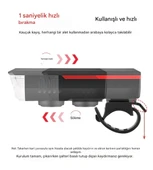 Dağ Bisiklet Kornası Su Geçirmez Güneş Enerjili Bisiklet Far - 3