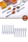 Flora 12’li Baharat Kaşığı Seti Plastik, Tuz Şeker Karabiber Kakao Kahve Kekik Kaşığı 12’li Set - 1
