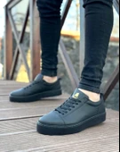 ET0104 Bağcıklı Siyah Cilt  Spor Klasik Erkek Ayakkabı - 1