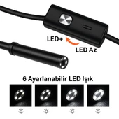 6LED Kablolu Profesyonel 7.0mm 1080P HD USB Endoskop Kamera - Android PC İçin Su Geçirmez - 2