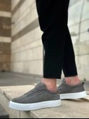ET0104 Bağcıklı Gri Süet Beyaz Taban Spor Klasik Erkek Ayakkabı thumbnail 2