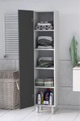 5 Raflı Banyo Boy Dolabı Beyaz Antrasit - 2