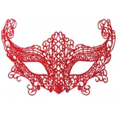 Kırmızı Renk Dantel Örgü İşlemeli Parti Maskesi Model 3 - 1