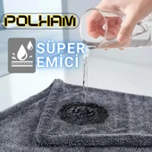Polham 40x60CM 1200GSM Süper Su Emici Özellikli Mikrofiber Araç Kurulama Havlusu, Çizik ve İz Bırakmaz Bez thumbnail 9