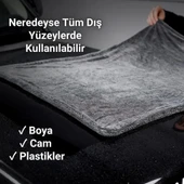 Polham 40x60CM 1200GSM Süper Su Emici Özellikli Mikrofiber Araç Kurulama Havlusu, Çizik ve İz Bırakmaz Bez - 5
