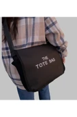 Ksburda Tote Bag İşlemeli Postacı Çanta Siyah - 2