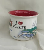 Bardak Kupa Seramik Kulplu 200 ml Yöresel Meşrubat Su Kahve Bardağı Antalya Görselli - 2