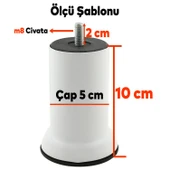 Mobilya Metal Kanepe Yatak Baza Koltuk Orta Destek Ayağı M8 Civata Beyaz Metal Ayak 10 Cm 4 Adet thumbnail 3